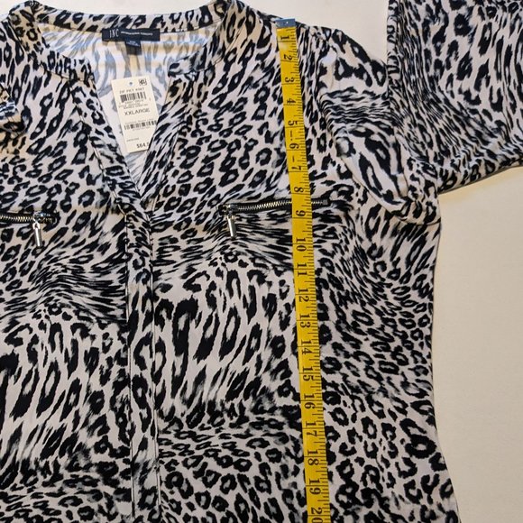 NWT INC Animal Print Zip-Detail Top, Marble Cheetah, XXL - Picture 4 of 10